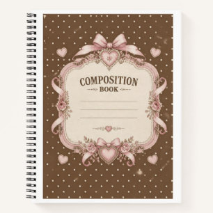 Coquette Aesthetic Brown Polka Dot Pink Cupid Spir Notebook