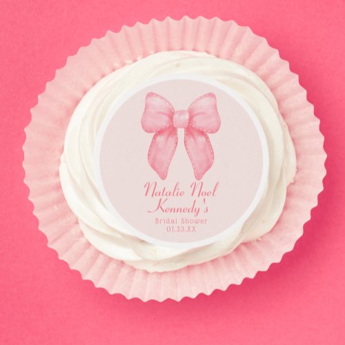 Coquette Aesthetic Cute Pink Bow Personalized Edible Frosting Rounds