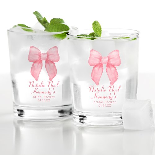 Coquette Aesthetic Cute Pink Bow Personalized Whiskey Glass