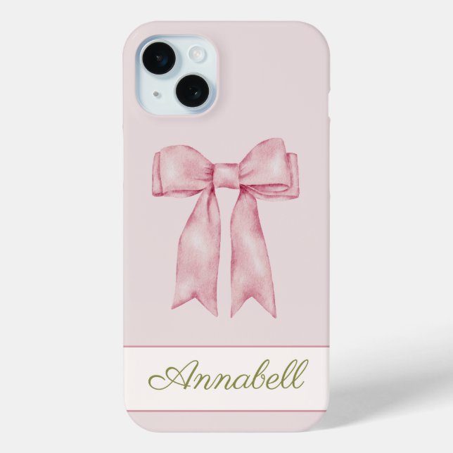 Coquette Aesthetic Feminine Pink Bow Personalized Case-Mate iPhone Case (Back)