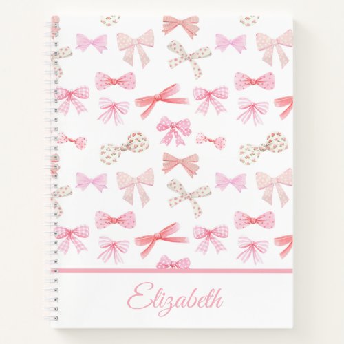 Coquette Aesthetic Light Pink Bows Notebook