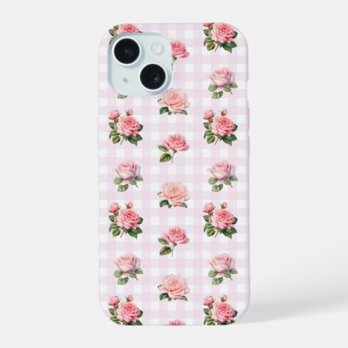 Coquette Aesthetic Light Pink Roses iPhone 15 Case