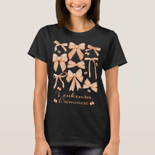 Coquette Aesthetic Orange Bow Leukemia T-Shirt