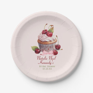 Coquette Aesthetic Pink Bow Cherry Cake Fancy Girl Paper Plates