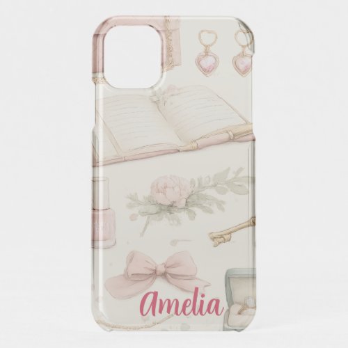 Coquette Aesthetic Pink Bow Makeup Personal iPhone 11 Case