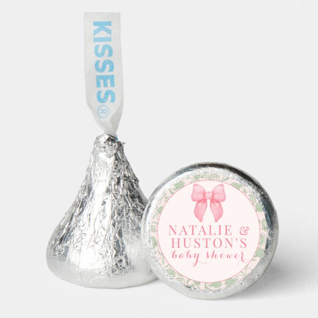 Coquette Aesthetic Pink Bow Sage Green Baby Girl Hershey®'s Kisses® (Front)