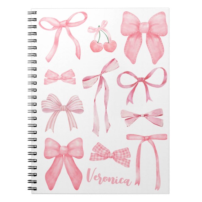 Coquette Aesthetic Pink Bow Trendy Feminine Cute Notebook (Front)