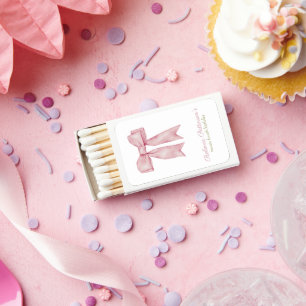 Coquette Aesthetic Pink Watercolor Bow Party Matchboxes