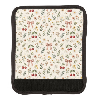 Coquette Aesthetic Red Cherry and Pink Ribbon Patt Luggage Handle Wrap