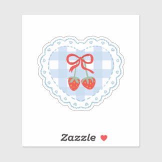 Coquette Aesthetic Strawberry Ribbon Patch Sticker