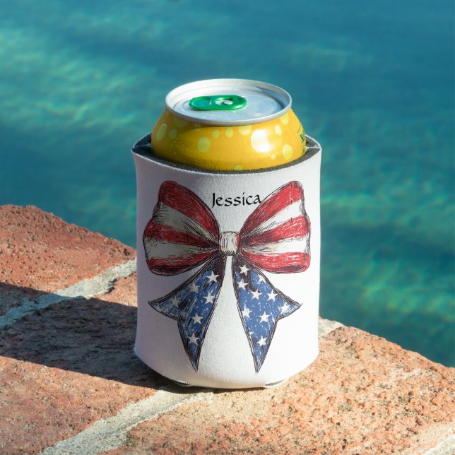 Coquette American Bow Personalized Can Cooler (In Situ Pool)