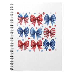 Coquette American Flag Coquette Bow 4th Of July Notebook
