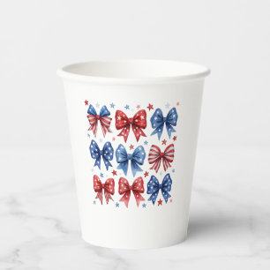 Coquette American Flag Coquette Bow 4th Of July Paper Cups