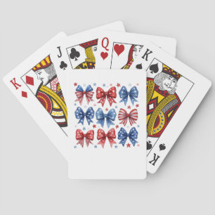 Coquette American Flag Coquette Bow 4th Of July Poker Cards