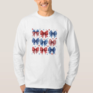 Coquette American Flag Coquette Bow 4th Of July T-Shirt
