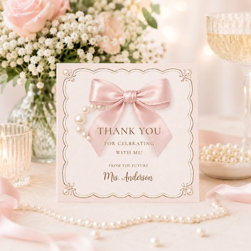 Coquette and Pearls Bridal Shower Thank You Card