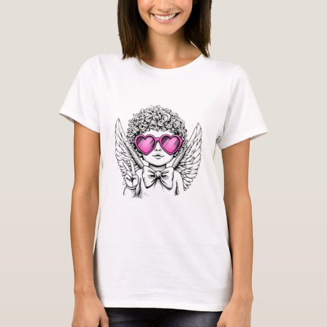 Coquette angel cherub heart  Happy Valentine's Day T-Shirt (Front)