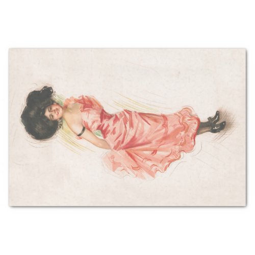 Coquette Antique Victorian Lithograph Print Tissue Paper