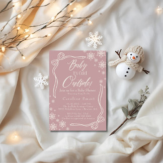 Coquette Baby its Cold outside pink baby shower Invitation