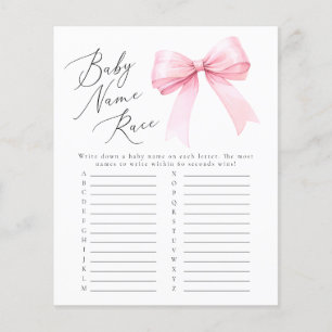 Coquette Baby Name Race Baby Shower Game