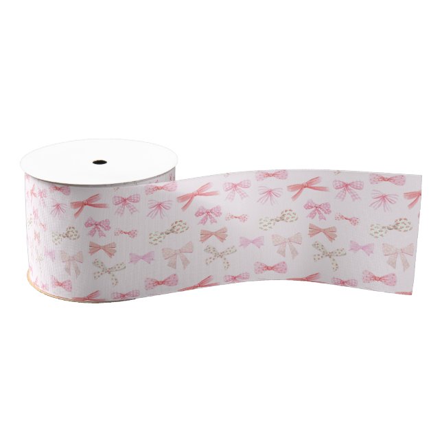 Coquette Balletcore Light Pink Bows Grosgrain Ribbon (Spool)