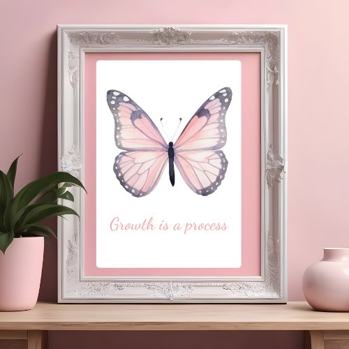 Coquette Balletcore Light Pink Butterfly Poster