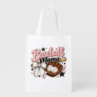 Coquette Baseball game mama women Grocery Bag