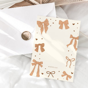Coquette Beige Bow Ribbon  Note Card