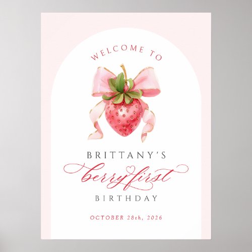 Coquette Berry First Birthday DIGITAL poster