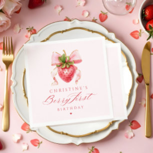Coquette Berry First Birthday Napkins