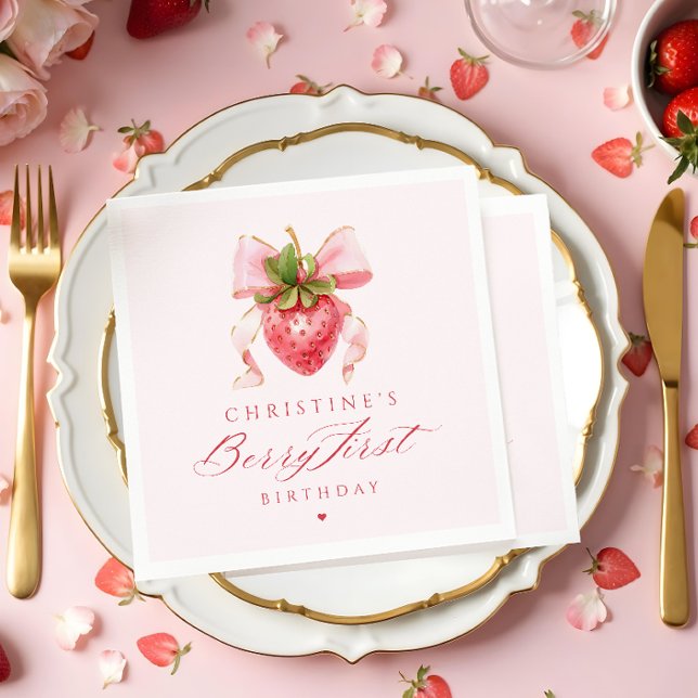 Coquette Berry First Birthday Napkins (Creator Uploaded)