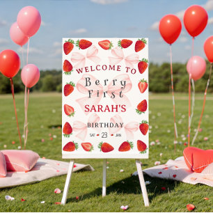 Coquette Berry First Birthday Party  Welcome Sign