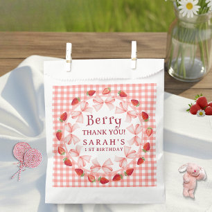 Coquette Berry First Birthday Red Gingham Favor Bag