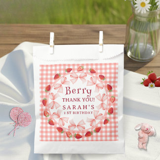 Coquette Berry First Birthday Red Gingham Favor Bag