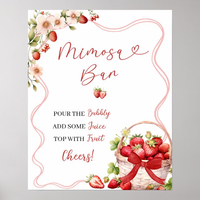 Coquette Berry In Love Bridal Shower Mimosa Poster (Front)