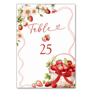 Coquette Berry In Love Bridal Shower Table Number