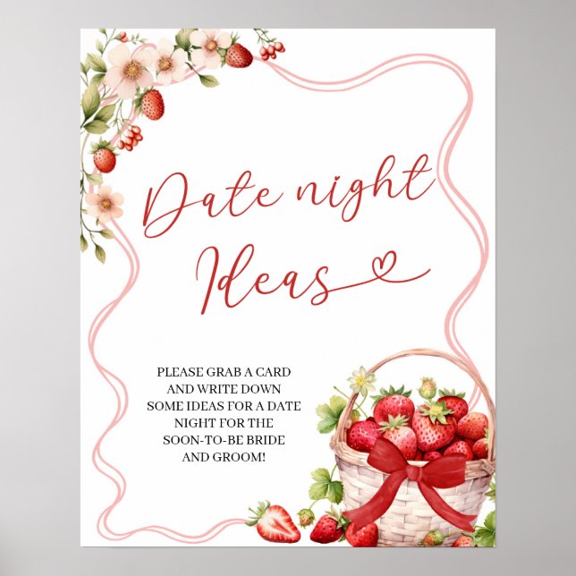 Coquette Berry In Love Date Night Idea Game Sign (Front)
