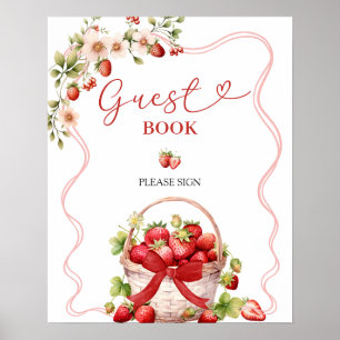 Coquette Berry In Love Guest Book Party Sign