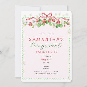 Coquette Berry Sweet Any Age Birthday Invitation