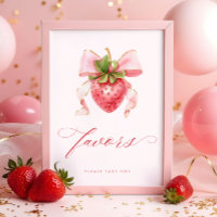 Coquette Berry Sweet Baby Shower Favors Table Sign