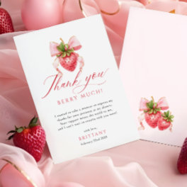 Coquette Berry Sweet Baby Shower Thank You Card