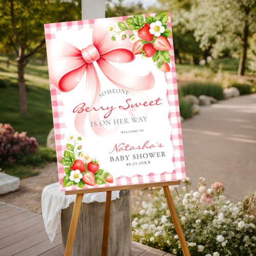 Coquette Berry Sweet Baby Shower Welcome Sign