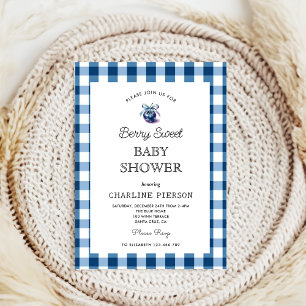 Coquette Berry Sweet blueberry Baby Shower Invitation