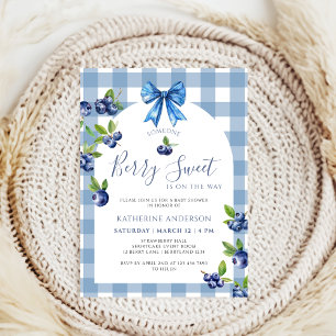 Coquette Berry Sweet blueberry Baby Shower Invitation
