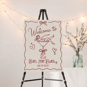 Coquette Birthday Welcome Sign Martini Girl Bow