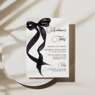 Coquette Black Bow 30th Birthday Party Invitation