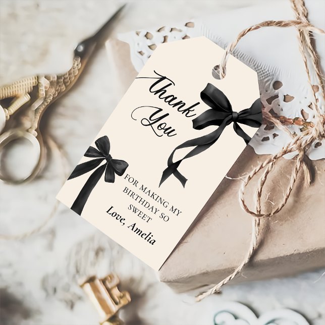 Coquette Black Bow Birthday Gift Tag (Creator Uploaded)
