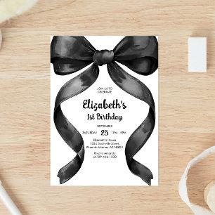 Coquette Black Bow Birthday Invitation