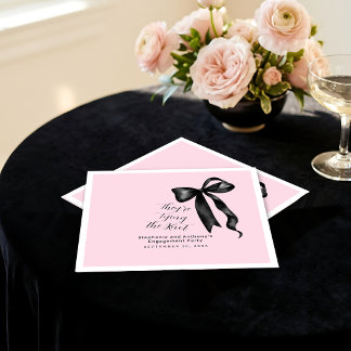 Coquette Black Bow Blush Pink Engagement Party Napkins