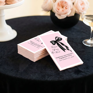 Coquette Black Bow Blush Pink Engagement Party Paper Guest Towels